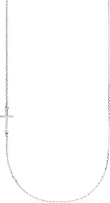 14K Gold Sideways Cross Necklace – 14.4x6.8mm - White Gold