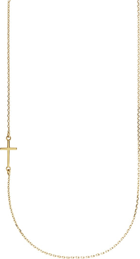 10K Gold Sideways Cross Necklace