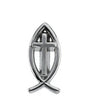 14K Gold Ichthus with Cross Lapel Pin - White Gold
