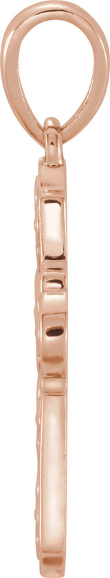 14K Gold Ornate Floral-Inspired Cross Pendant - Rose Gold - view 2