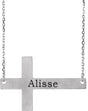 14K Gold Engravable Sideways Cross Necklace - White Gold