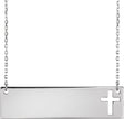 14K Gold Engravable Pierced Cross Bar Necklace - White Gold