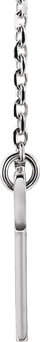 14K Gold Engravable Sideways Cross Necklace - White Gold - view 2