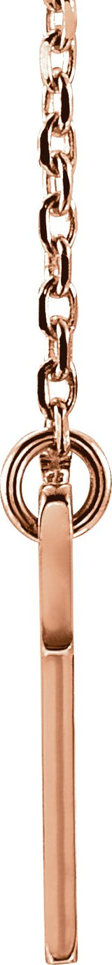 14K Gold Engravable Sideways Cross Necklace - Rose Gold - view 2