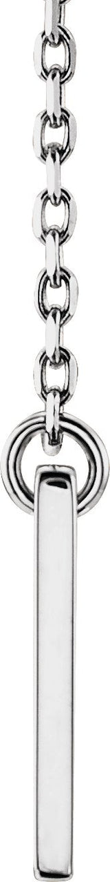 14K Gold Engravable Pierced Cross Bar Necklace - White Gold - view 2