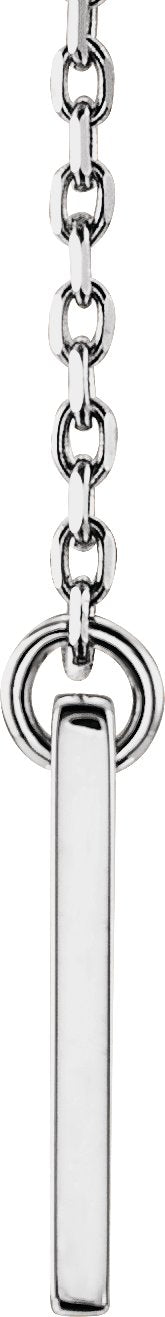 14K Gold Engravable Pierced Cross Bar Necklace - White Gold - view 2