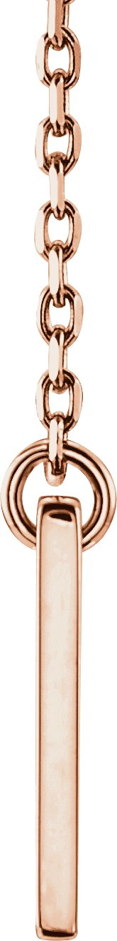 14K Gold Engravable Pierced Cross Bar Necklace - Rose Gold - view 2