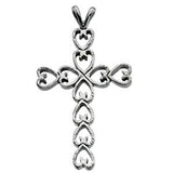 14K Gold Heart Cross Pendant - Rose Gold