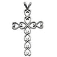 Platinum Heart Cross Pendant
