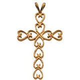 14K Gold Heart Cross Pendant - Yellow Gold