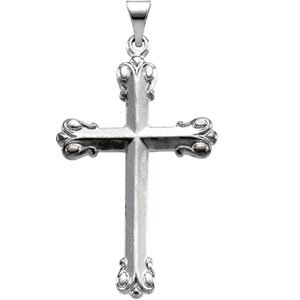 14K Gold Cross Pendant – 37.5x23.5mm - White Gold