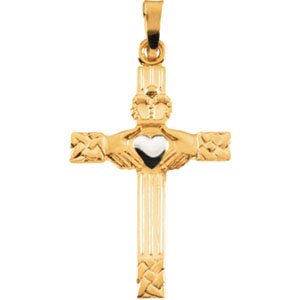 14K Gold Claddagh Cross Pendant - view 2