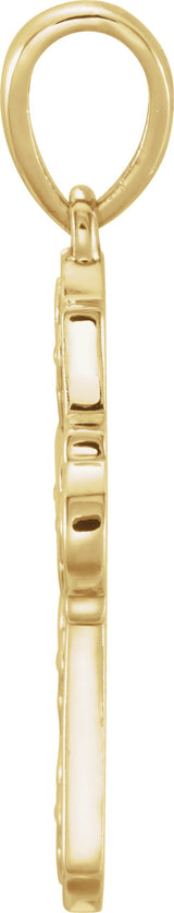 14K Gold Ornate Floral-Inspired Cross Pendant - Yellow Gold - view 2