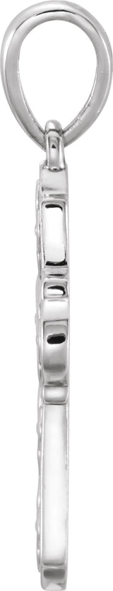 14K Gold Ornate Floral-Inspired Cross Pendant - White Gold - view 2