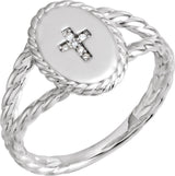 Platinum Round Natural Diamond Cross Ring – 0.9mm Stones - view 10