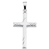 14K Gold Cross Pendant – 24x16mm - White Gold