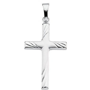 14K Gold Cross Pendant – 24x16mm - White Gold