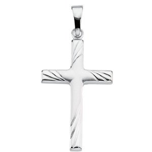 14K Gold Cross Pendant – 24x16mm - White Gold