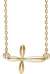 14K Gold Sideways Cross Necklace – 14.62x11.09mm - Yellow Gold