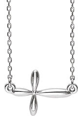 Platinum Sideways Cross Necklace – 14.62x11.09mm