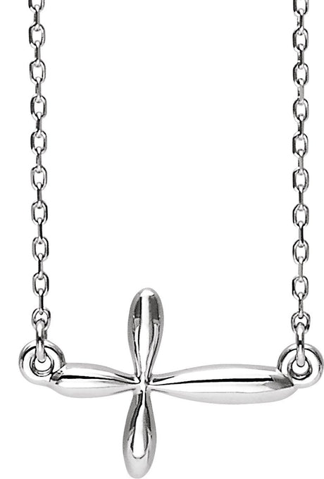 Platinum Sideways Cross Necklace – 14.62x11.09mm