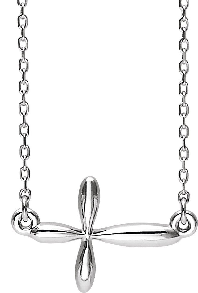 Platinum Sideways Cross Necklace – 14.62x11.09mm