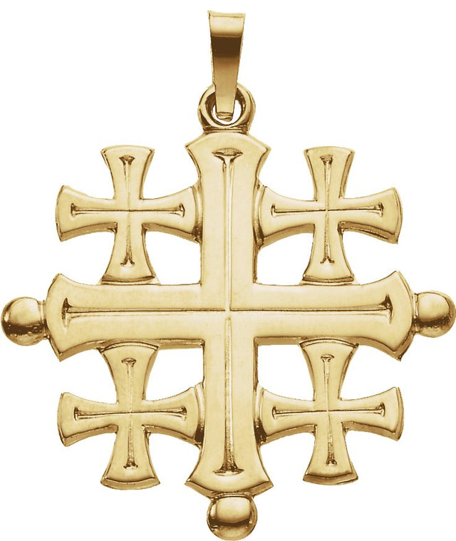 14K Gold Jerusalem Cross Pendant