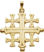 14K Gold Jerusalem Cross Pendant