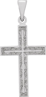 14K Gold Cross Necklace or Pendant – 25.9x12mm - White Gold