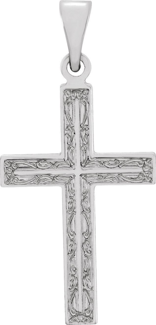 14K Gold Cross Necklace or Pendant – 25.9x12mm - White Gold