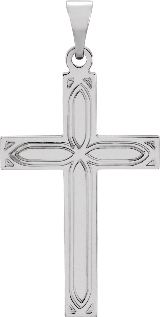 14K Gold Cross Necklace or Pendant II - White Gold - view 2