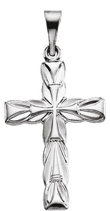 14K Gold Cross Pendant – 19x13mm - White Gold