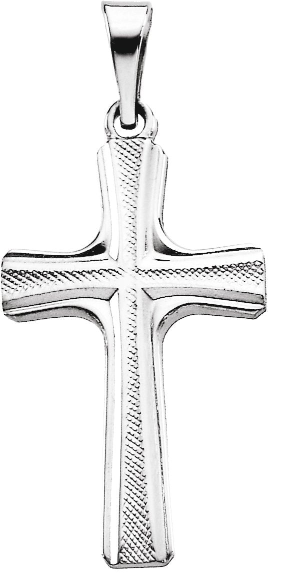 14K Gold Cross Pendant – 20x12mm - White Gold