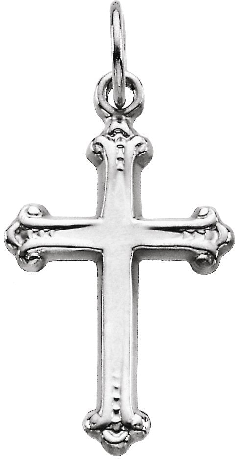 14K Gold Cross Necklace or Pendant – 15x10.5mm - White Gold