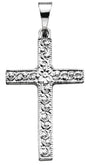Platinum Floral-Inspired Cross Pendant