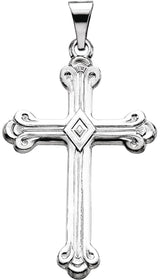 14K Gold Cross Pendant V - White Gold