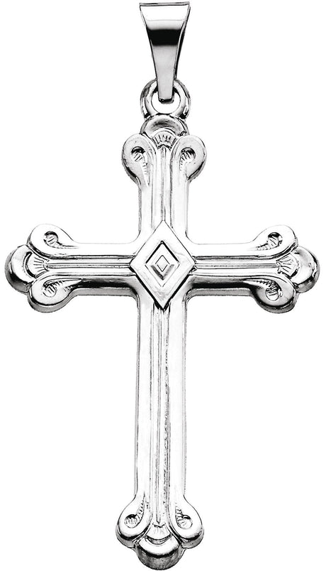 14K Gold Cross Pendant V - White Gold