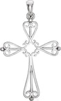 14K Gold Sculptural Cross Pendant – 33x25mm - White Gold