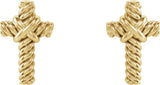 14K Gold Rope Cross Earrings - Yellow Gold - view 2