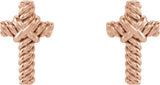14K Gold Rope Cross Earrings - Rose Gold - view 2
