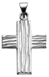 14K Gold The Rugged Cross Pendant - White Gold