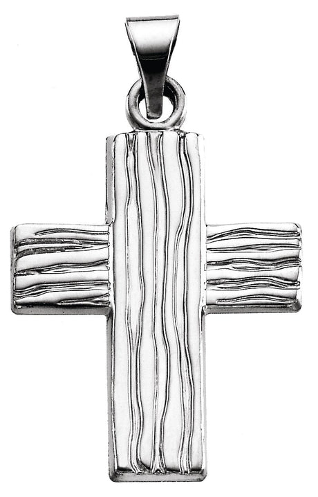 14K Gold The Rugged Cross Pendant - White Gold