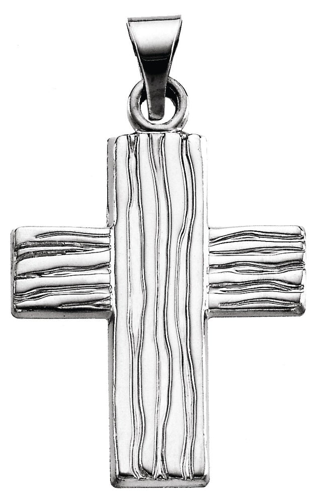14K Gold The Rugged Cross Pendant - White Gold