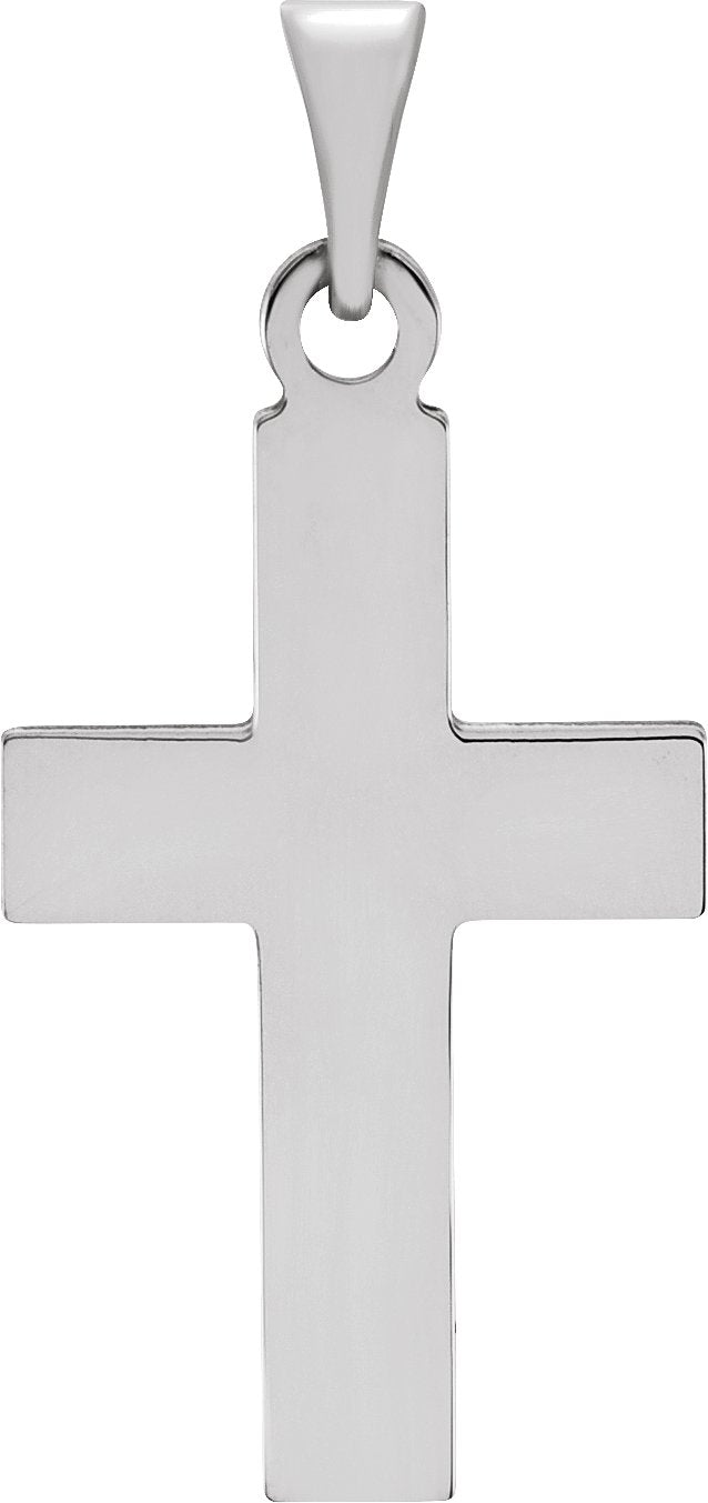 14K Gold Cross Necklace or Pendant – 18x12mm - White Gold