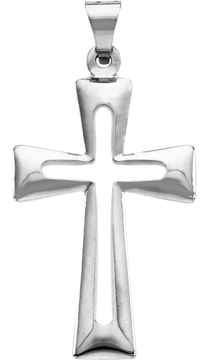 14K Gold Cross Pendant – 31.5x18mm - White Gold