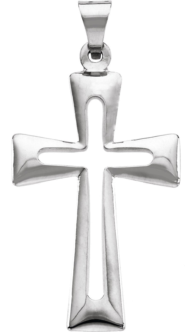 14K Gold Cross Pendant – 31.5x18mm - White Gold