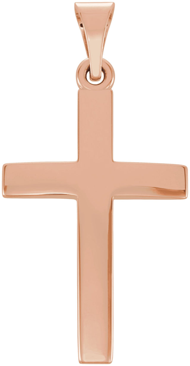 14K Gold Cross Necklace or Pendant – 15.23x7.38mm - Rose Gold