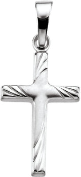 14K Gold Cross Pendant – 17.5x12mm - White Gold
