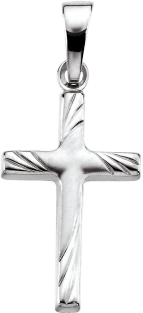 14K Gold Cross Pendant – 17.5x12mm - White Gold