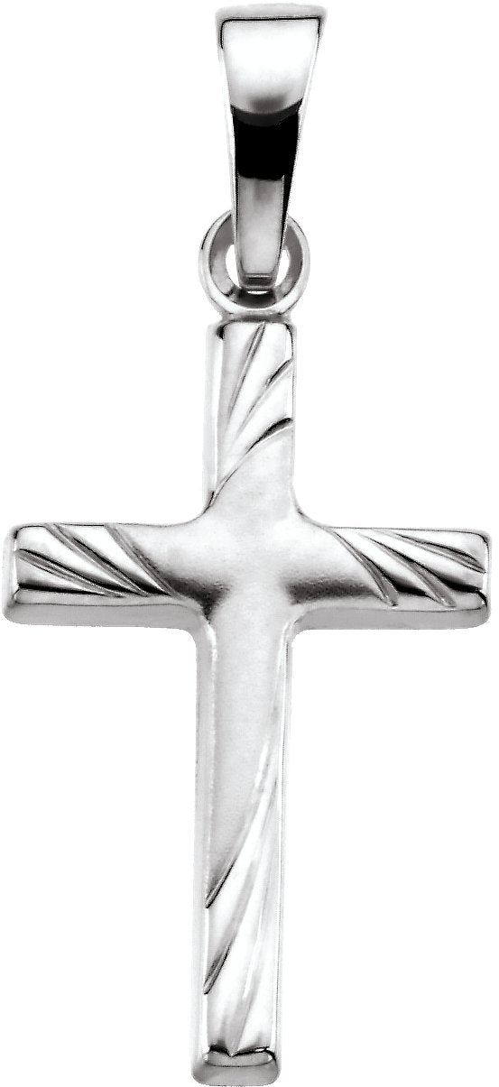 14K Gold Cross Pendant – 17.5x12mm - White Gold